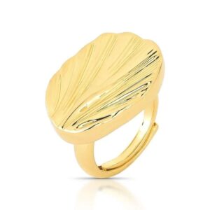 Anel Leaf Charm - Dourado Liso