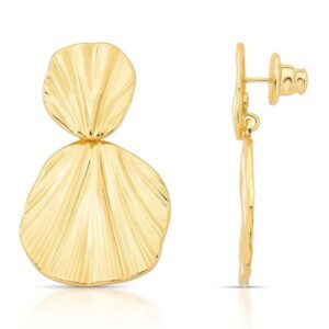 Brinco Leaf Charm - Dourado Liso