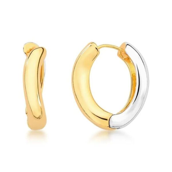 Brinco Argola Oval Curvy Duo - Mix de Banho Silver Liso