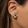 Brinco Abelha com Cristal Esmeralda, Zircônias Negras e Champagne - Prata 925 - Image 3