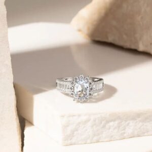 Anel Solitário Sol Cristal London Blue e Zircônia Branca Prata 925