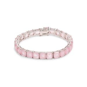 Pulseira quadrada de fusion quartzo rosa