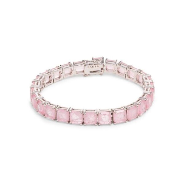 Pulseira quadrada de fusion quartzo rosa