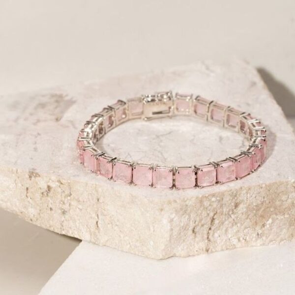 Pulseira quadrada de fusion quartzo rosa - Image 3