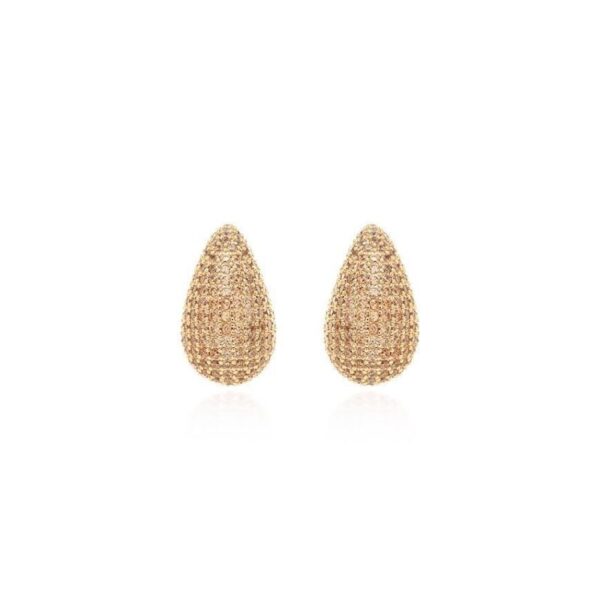 BRINCO ZIRCONIA CHAMPAGNE GOTA PERA CRAVEJADA 20MM