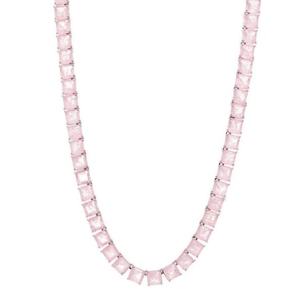 Conjunto quadrado fusion quartzo rosa banho de ródio branco - Image 2