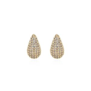 Brinco Gota Pera Cravejada com Zircônia Branca - Banho de Ouro 18k