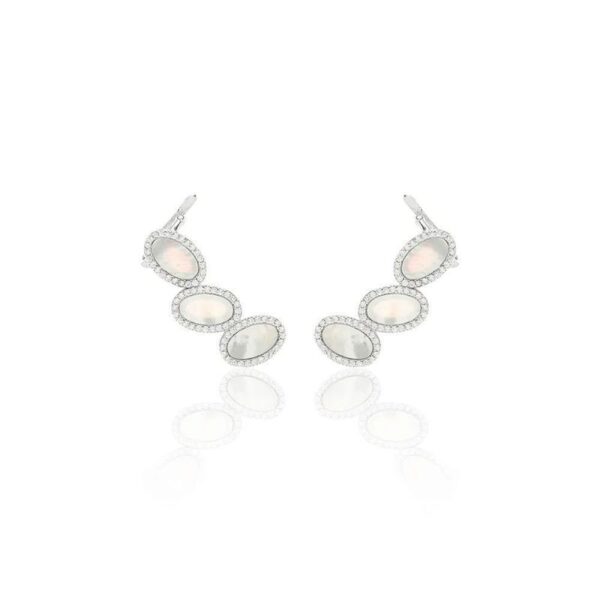 Brinco Ear Cuff com Madrepérola Oval - Prata 925