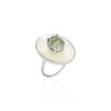 Anel Cristal Rutilado Cor Berilo Oval e Madrepérola