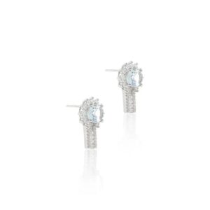 Brinco Sol Cristal London Blue e Zircônia Branca Prata 925
