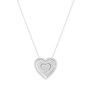 Colar Zirconia branca 3 corações cravejados - Prata 925