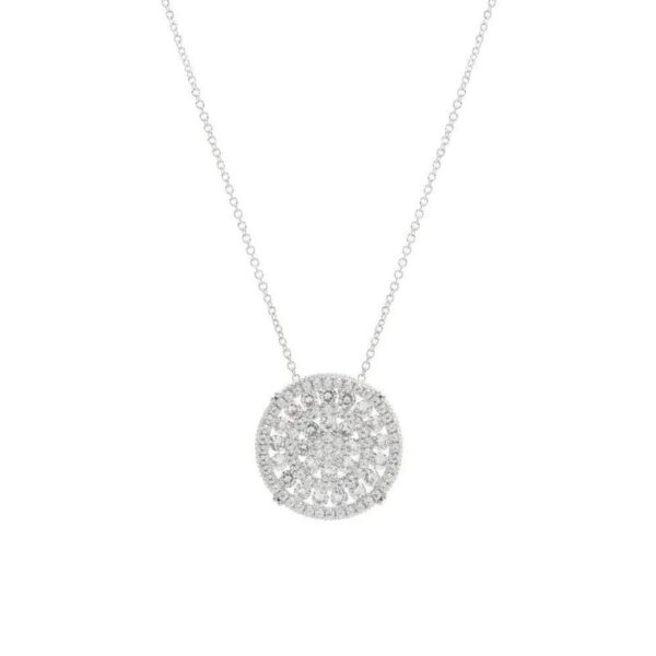 Conjunto medalha roda de flor zircônia branca banho de ródio branco - Image 2