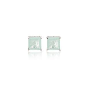 Conjunto quadrado fusion esmeralda colombiana banho de ródio branco