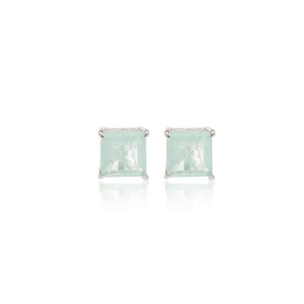 Conjunto quadrado fusion esmeralda colombiana banho de ródio branco