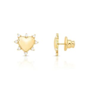 Brinco Heart Spike - Dourado Zirconia Incolor