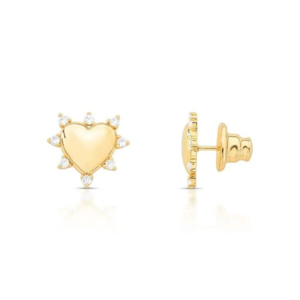 Brinco Heart Spike - Dourado Zirconia Incolor