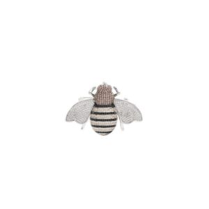 Broche Abelha com Zircônias Chocolate, Negras e Champagne - Banho de Ródio Branco