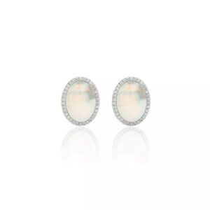 Brinco de Madrepérola Oval com Zircônias Brancas -  Prata 925