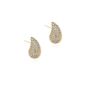 BRINCO ZIRCONIA DIAMOND BLUE GOTA PERA CRAVEJADA 17MM