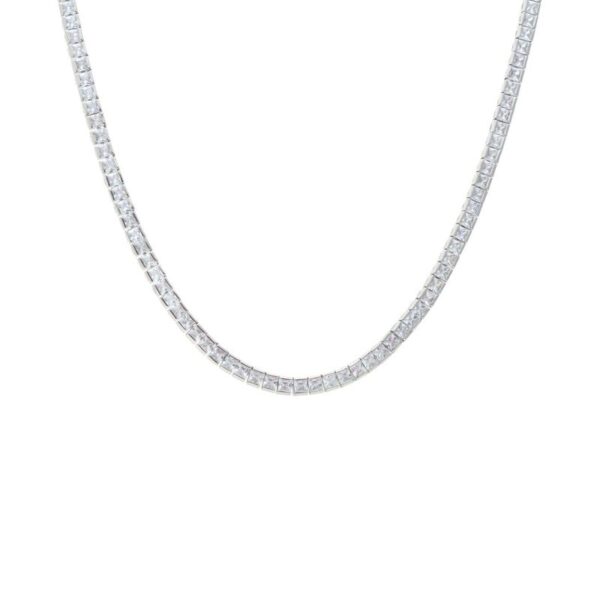 COLAR ZIRCONIA BRANCA RIVIERA INTEIRA QUADRADOS