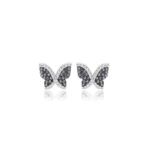 Brinco Borboleta com Zircônias Tanzanita e Zircônias Brancas - Prata 925
