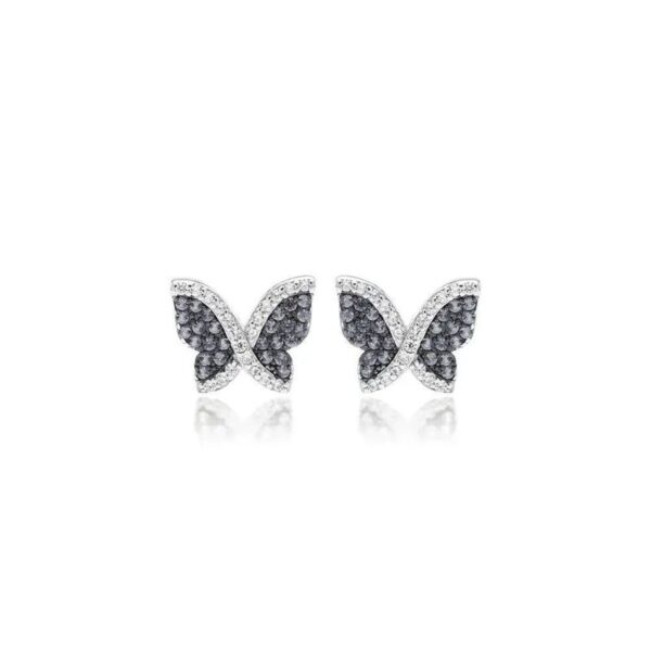 Brinco Borboleta com Zircônias Tanzanita e Zircônias Brancas - Prata 925