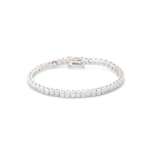 PULSEIRA ZIRCONIA BRANCA RIVIERA INTEIRA QUADRADOS