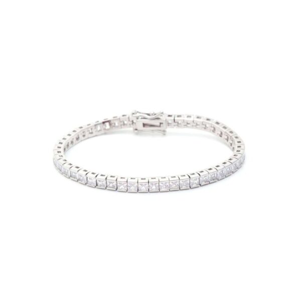 PULSEIRA ZIRCONIA BRANCA RIVIERA INTEIRA QUADRADOS