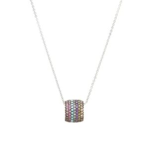 Colar Redondo 7 Linhas  Cravejado Zircônias Coloridas