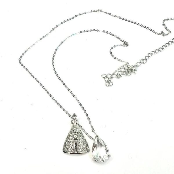 COLAR CRISTAL ZIRCONIA BRANCA NOSSA SENHORA