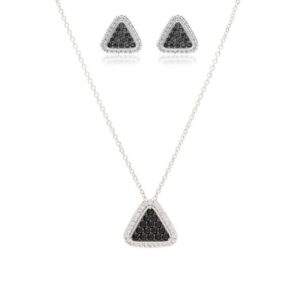 CONJUNTO ZIRCONIA NEGRA ZIRCONIA BRANCA TRIANGULO