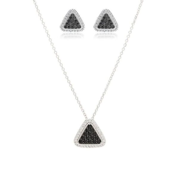 CONJUNTO ZIRCONIA NEGRA ZIRCONIA BRANCA TRIANGULO