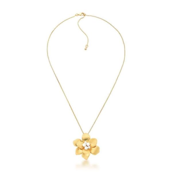Colar Flower Pearl - Dourado Fosco Perola