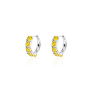 ARGOLA 17 MM, MEIA CRAVACAO 4 MM PRATA -YELLOW FANCY