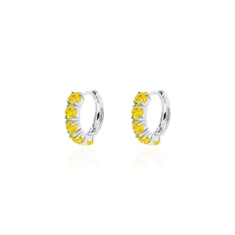 ARGOLA 17 MM, MEIA CRAVACAO 4 MM PRATA -YELLOW FANCY