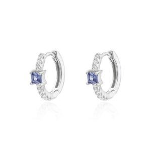 ARGOLA 10 MM, PONTO DE LUZ 4 MM PRATA-TANZANITA E ZIRCONIA