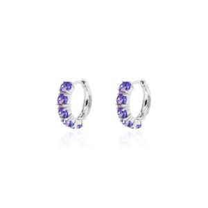 BRINCO ARGOLA 17 MM MEIA CRAVACAO  4 MM PRATA-TANZANITA