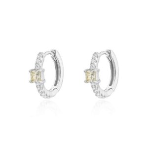 ARGOLA 10 MM, PONTO DE LUZ 4 MM PRATA-YELLOW FANCY E ZIRCONIA