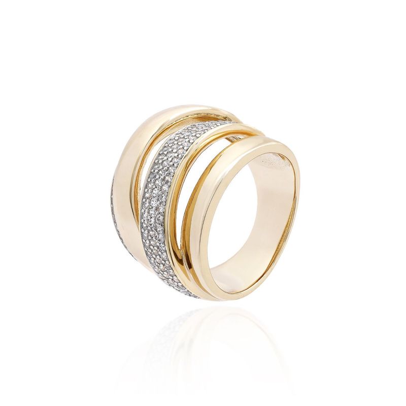 ANEL PRATA COM OURO E CRAV