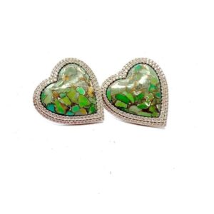 Brinco coração pedra natural