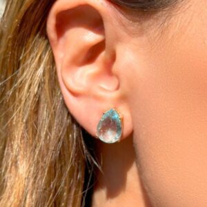 BRINCO GOTA TOPÁZIO AZUL