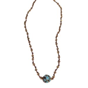 COLAR NÓ E BOLINHA PING TURQUESA