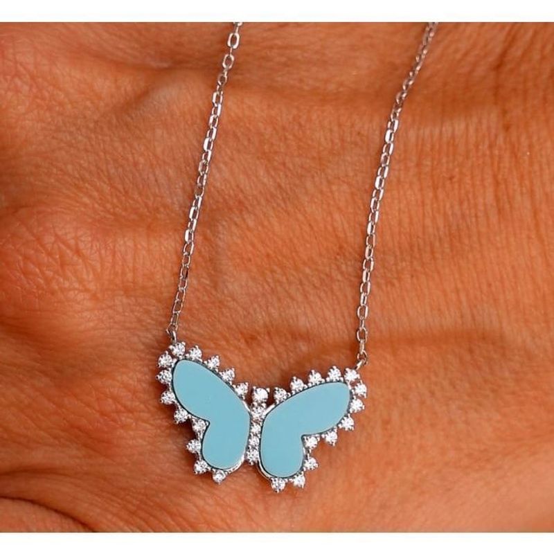 COLAR BORBOLETA TURQUESA