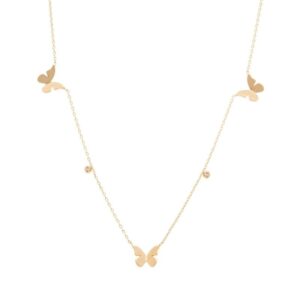 Colar 3 Borboletas com Zircônia Branca - 50 cm